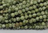 CPS110 15.5 inches 4mm round green peacock stone beads wholesale