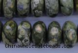 CPS120 15.5 inches 10*20mm faceted rondelle green peacock stone beads