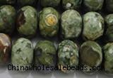 CPS124 15.5 inches 12*16mm faceted rondelle green peacock stone beads