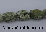 CPS131 15.5 inches 10*15mm faceted nuggets green peacock stone beads