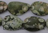 CPS148 15.5 inches 18*25mm freeform green peacock stone beads