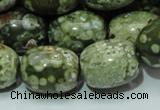 CPS16 15.5 inches 16*20mm egg-shaped green peacock stone beads