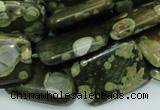 CPS27 15.5 inches 18*24mm rectangle green peacock stone beads