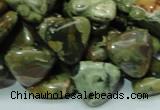 CPS32 15.5 inches 16*16mm triangle green peacock stone beads