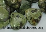 CPS33 15.5 inches 20*20mm triangle green peacock stone beads