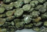 CPS47 15.5 inches 8*12mm flat teardrop green peacock stone beads