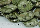 CPS48 15.5 inches 18*25mm flat teardrop green peacock stone beads