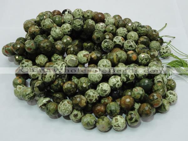 CPS60 15.5 inches 18mm faceted round green peacock stone beads