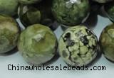 CPS61 15.5 inches 20mm faceted round green peacock stone beads