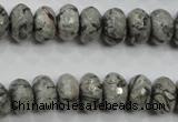 CPT121 15.5 inches 7*12mm faceted rondelle grey picture jasper beads