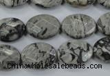 CPT145 15.5 inches 13*18mm faceted oval grey picture jasper beads