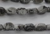 CPT185 15.5 inches 4*6mm oval grey picture jasper beads wholesale