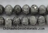 CPT196 15.5 inches 5*8mm faceted rondelle grey picture jasper beads