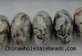 CPT197 15.5 inches 9*16mm faceted rondelle grey picture jasper beads