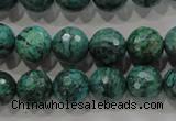 CPT216 15.5 inches 12mm faceted round green picture jasper beads