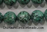 CPT218 15.5 inches 16mm faceted round green picture jasper beads