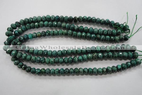 CPT223 15.5 inches 6*10mm faceted rondelle green picture jasper beads