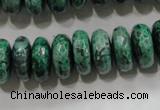 CPT224 15.5 inches 7*15mm faceted rondelle green picture jasper beads