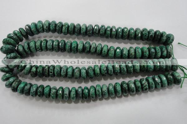 CPT224 15.5 inches 7*15mm faceted rondelle green picture jasper beads