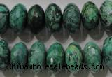 CPT225 15.5 inches 9*16mm faceted rondelle green picture jasper beads