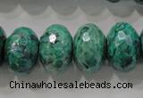 CPT227 15.5 inches 12*20mm faceted rondelle green picture jasper beads