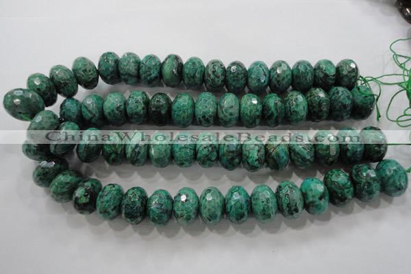 CPT227 15.5 inches 12*20mm faceted rondelle green picture jasper beads