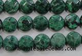 CPT231 15.5 inches 10mm faceted coin green picture jasper beads