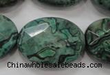 CPT243 15.5 inches 22*30mm faceted oval green picture jasper beads