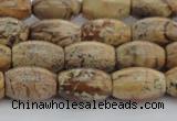 CPT272 15.5 inches 8*12mm rice picture jasper beads wholesale