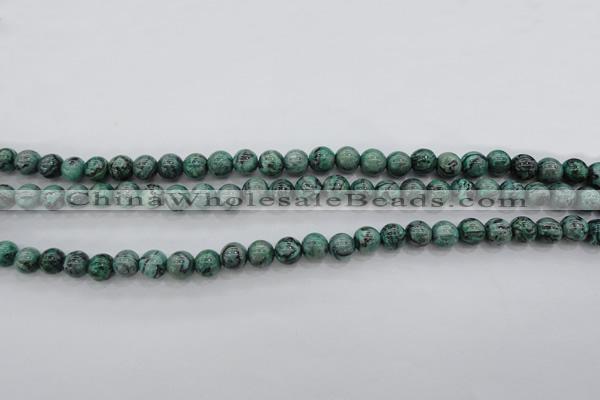 CPT301 15.5 inches 6mm round green picture jasper beads wholesale