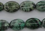 CPT318 15.5 inches 10*14mm oval green picture jasper beads