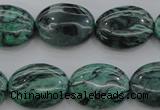 CPT319 15.5 inches 12*16mm oval green picture jasper beads