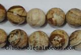 CPT505 15.5 inches 14mm faceted round picture jasper beads wholesale