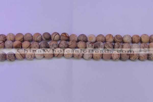 CPT525 15.5 inches 14mm round matte picture jasper beads