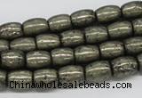 CPY09 16 inches 8*10mm drum-shaped pyrite gemstone beads wholesale