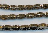 CPY141 15.5 inches 6*10mm rice pyrite gemstone beads wholesale