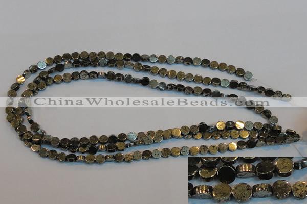 CPY150 15.5 inches 6mm coin pyrite gemstone beads wholesale