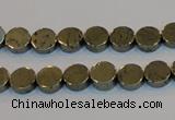 CPY151 15.5 inches 8mm coin pyrite gemstone beads wholesale