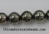 CPY206 15.5 inches 14mm round pyrite gemstone beads wholesale