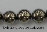 CPY207 15.5 inches 16mm round pyrite gemstone beads wholesale