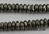 CPY216 15.5 inches 4*10mm faceted rondelle pyrite gemstone beads