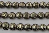 CPY220 15.5 inches 8mm flat round pyrite gemstone beads wholesale