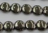 CPY222 15.5 inches 12mm flat round pyrite gemstone beads wholesale