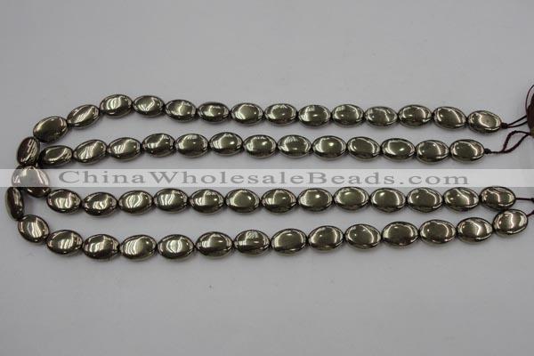 CPY232 15.5 inches 10*14mm oval pyrite gemstone beads wholesale