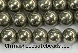 CPY260 15.5 inches 4mm round pyrite gemstone beads wholesale