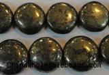 CPY304 15.5 inches 18mm flat round pyrite gemstone beads wholesale