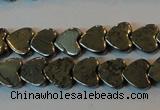 CPY330 15.5 inches 6*6mm heart pyrite gemstone beads wholesale