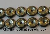 CPY336 15.5 inches 12mm donut pyrite gemstone beads wholesale