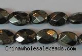 CPY343 15.5 inches 10*14mm faceted oval pyrite gemstone beads wholesale