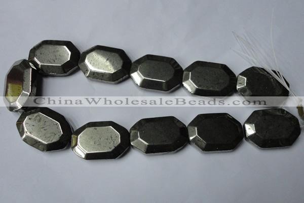 CPY370 15.5 inches 25*35mm octagonal pyrite gemstone beads wholesale